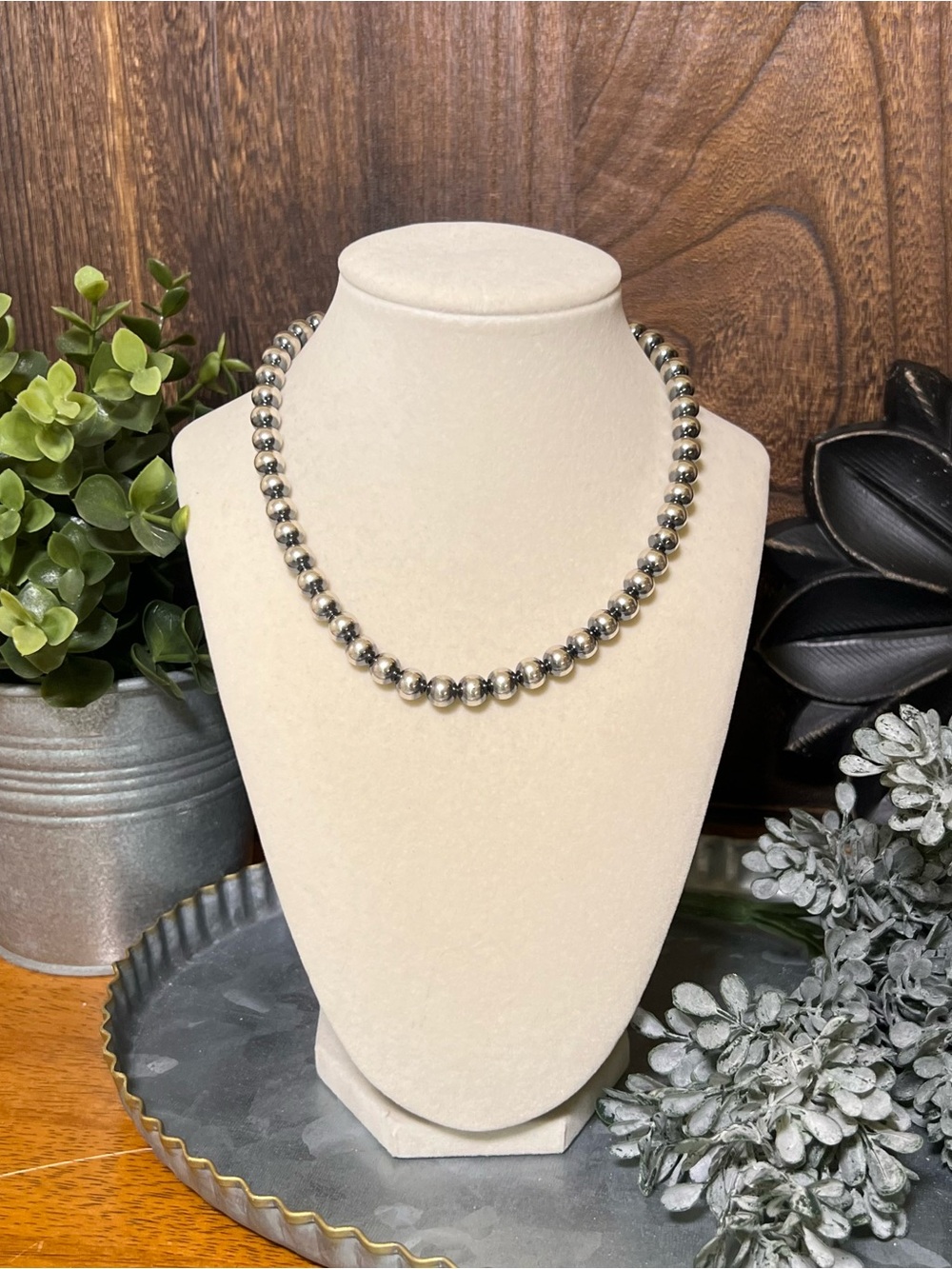 Sterling Silver 8mm Pearl Choker Necklace – 16” Classic Southwestern